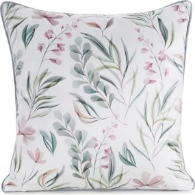 Dekoratív párnahuzat 45x45 Velvet 149 fehér zöld velúr virág Eurofir