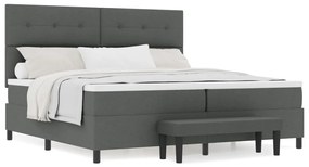vidaXL Box Spring Ágy Matraccal és Pad Dark Grey 200x200 cm Szövet