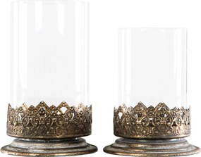 2 db Anastasia Gyertyatartó retro arany Fém Üveg