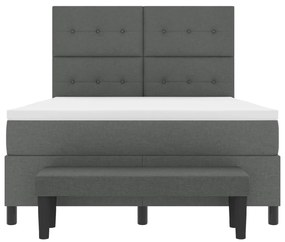 vidaXL Box Spring ágy matrac &amp; pad sötétszürke 140x190 cm szövet