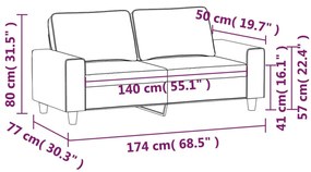 vidaXL 2 személyes világossárga szövet kanapé 140 cm