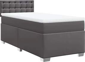 vidaXL szürke műbőr rugós ágy matraccal 80 x 200 cm