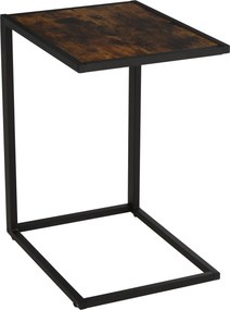 HOMCOM C-Shape Oldaltábla Kávétáblá Laptopasztal a Hálószobába és Nappaliba Kis Területre Fémvázzal Ipari Stílusban Rusztikus Barna 40,6 x 50,8 x 64,2
