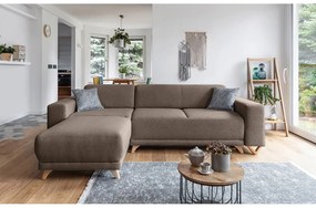 Barna kinyitható-tárolóhelyes sarokkanapé Classy Sophie – Miuform