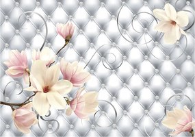 Fotótapéta Magnólia ezüst virágok gyémántok dombornyomott 368x254 vinil +ragasztó