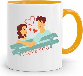 Sárga Bögre Ajándék Lányoknak I Love You fényképes nyomtatással