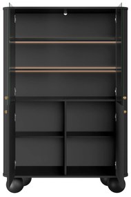 Vesper vitrin 103 cm - fekete / arany fogantyúk / gömb lábak