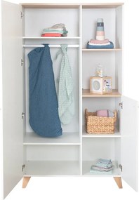 Fehér gyerek ruhásszekrény tölgyfa dekorral 52x180x180 cm Léon – Roba