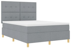 Boxspring Ágy Matrac és LED Fénnyel Szürke 140x200 cm Szövet
