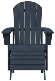 Adirondack szék lábtámasszal Tengerészkék HDPE