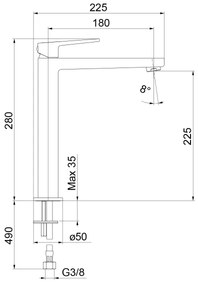 Sapho - TURSI 28 cm-es mosdócsaptelep matt fekete