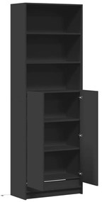 fekete szerelt fa magasszekrény LED-ekkel 69x 32,5 x 200 cm