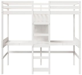 fehér tömör fenyő galériaágy-keret matrac nélkül 80 x 200 cm