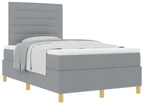 Boxspring ágy matraccal, világosszürke, kis dupla szövet