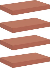vidaXL Falpolc Falra szerelhető 4 pcs Piros 40 x 23,5 x 4 cm Faanyag