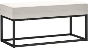 HOMCOM Modern és Minimalista Előszobai Pad Állítható Lábakkal, Kárpitozott Hálószobai Pad Velúrból és Acélból, 94x42x44 cm, Tejfehér | Aosom