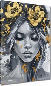 Vászonkép 70x100 Nő Absztrakt Arany Virág
