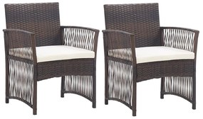 2 db barna polyrattan kerti karosszék párnákkal
