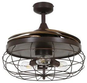 FANAWAY 212921 - LED Mennyezeti ventilátor INDUSTRI 3xE27/4W/230V barna + távirányító