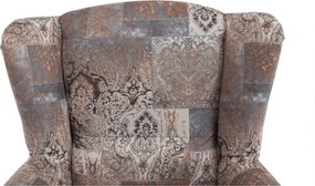 Füles fotel puffal, szövet vintage minta, ASTRID