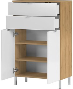 Mauresa fehér szekrény tölgyfa díszítéssel, magasság 97 cm - Germania