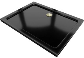 Mexen SLIM - Négyszögletű zuhanytálca 120x100x5cm + arany szifon, fekete, 40701012G