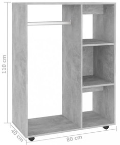 betonszürke szerelt fa ruhásszekrény 80 x 40 x 110 cm