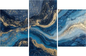 Kép - Kék-arany absztrakt márvány (90x60 cm)