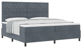 Boxspring Ágy Mattal Sötétszürke 200x200 cm Bársony