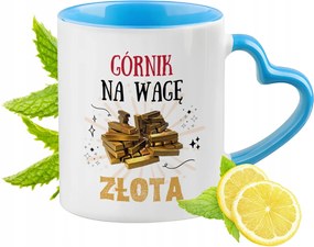 Bányásznak Kék Bögre Szív Alakú Füllel Ajándék