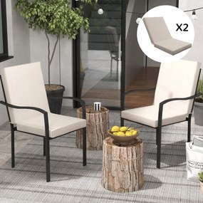Outsunny 2 db Kültéri Párna Háttámlás Székhez, 8 cm Vastag Párnázattal, 112L x 51W cm, Bézs | Aosom