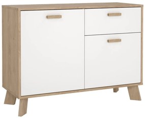 Fehér-natúr színű komód tölgyfa dekorral 99x73x39 cm Ikast – Tvilum