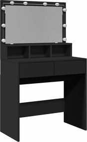 vidaXL fekete fésülködőasztal LED-del 80 x 41 x 134,5 cm