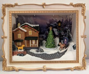 LightZone LED-es karåcsonyi jelenet 8 dallammal, kézzel festett,