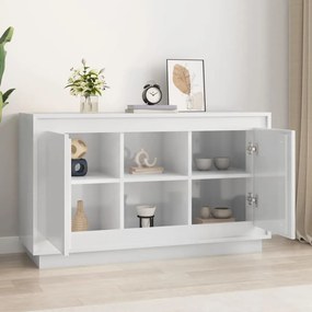 magasfényű fehér szerelt fa tálalószekrény 102x35x60 cm