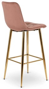 Rózsaszín Bársony Bárszék Aranyszínű Lábbal. ARIEL