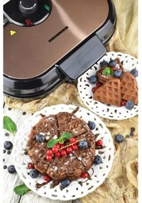 Heinner HWF-1000CR - Gofrisütő 1000W/230V fekete/rózsaarany