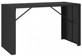 fekete polyrattan üveglapos bárasztal 185 x 80 x 110 cm