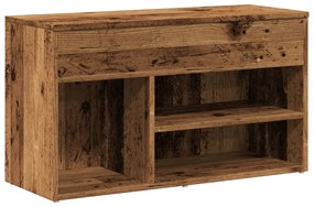antik fa színű szerelt fa cipőtároló pad 80 x 30 x 45 cm