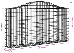 6 db íves horganyzott vas gabion kosár 200x30x100/120 cm