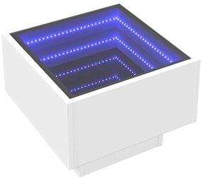 Fehér végtelen hatású LED-es éjjeliszekrény 40 x 40 x 30 cm