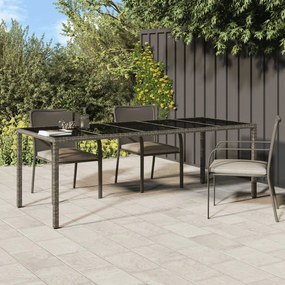 vidaXL szürke edzett üveg és polyrattan kerti asztal 250 x 100 x 75 cm