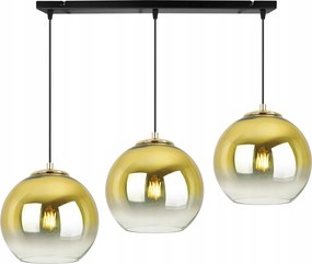 Függőlámpa Hármas Mennyezeti Csillár Arany Csillogó Üveg Lámpabúra Gömbök