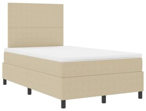 Box Spring Ágy matraccal, Világos Zöld Szürke, 120x200 cm, Vászon Anyag