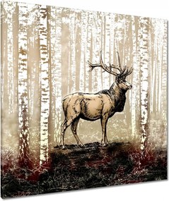 Vászonkép 90x90 Szarvas Nyírfa Erdő