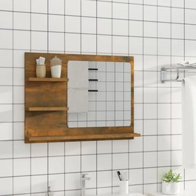 füstös tölgy színű szerelt fa fürdőszobatükör 60 x 10,5 x 45 cm