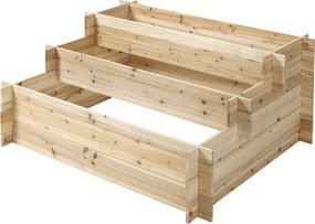 Outsunny 3-Szintes Fa Kerti Virágtartó, Megemelt Kültéri Virágágyás Virágokhoz, Zöldségekhez és Fűszernövényekhez, 120x100x54cm | Aosom