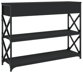 fekete szerelt fa tálalóasztal 100x28x75 cm