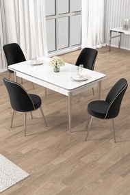 Rewa étkezőgarnitúra, fehér-króm, 110 cm – TR240CHR3044