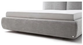Szürke kárpitozott franciaágy tárolóhellyel ágyráccsal 180x200 cm Atesio – Meise Möbel